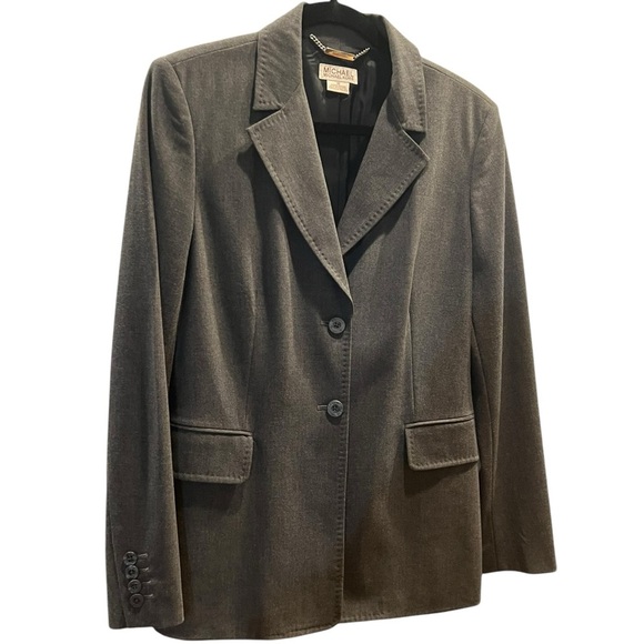 Michael Michael Kors Blazer Jacket Women 10 Black 2 Button Peak Lapel Office - Picture 6 of 6